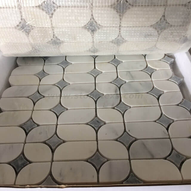 Mosaic Tiles White And Grey Star Pattern