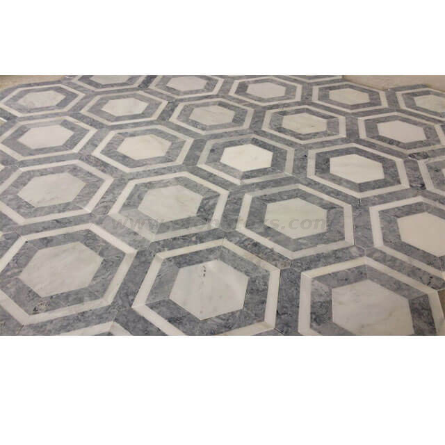 Fantastic Grey Marble Honeycomb Hexagon Mosaic