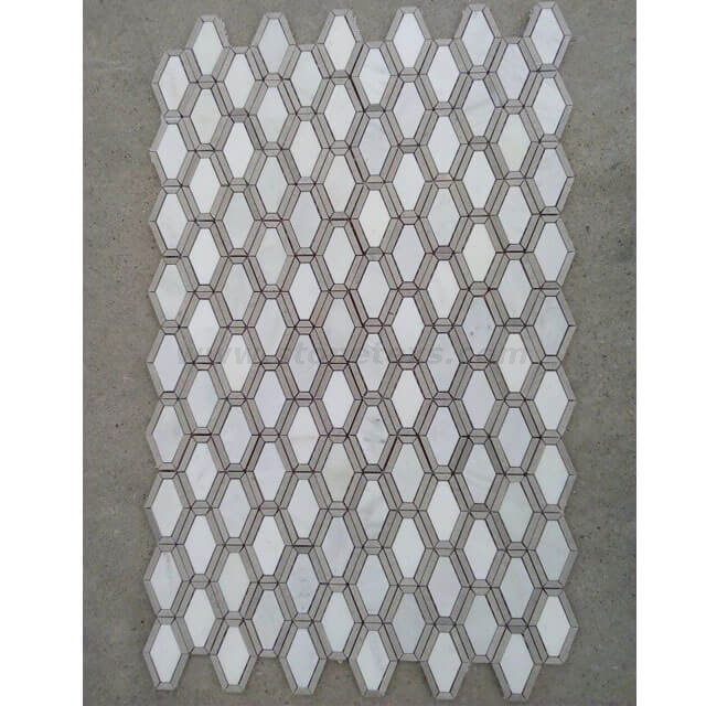 Grey And White Marble Hexagon Mosaic Tile